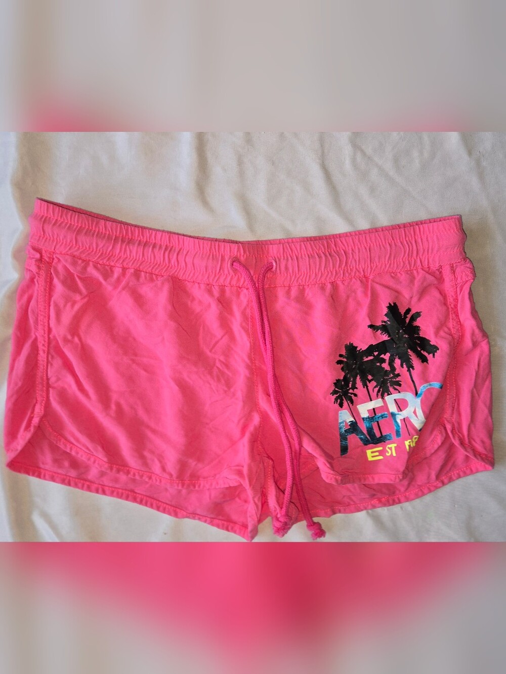 Aeropostale Women's Neon Pink Women's Swim Coverup Shorts Size Medium Summer Fun